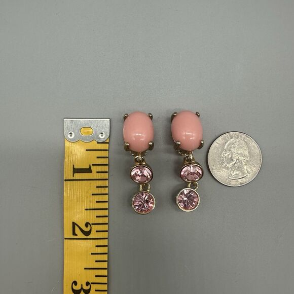 Vintage Faux Coral Glass Designer Runway Earrings Clips - Picture 6 of 7